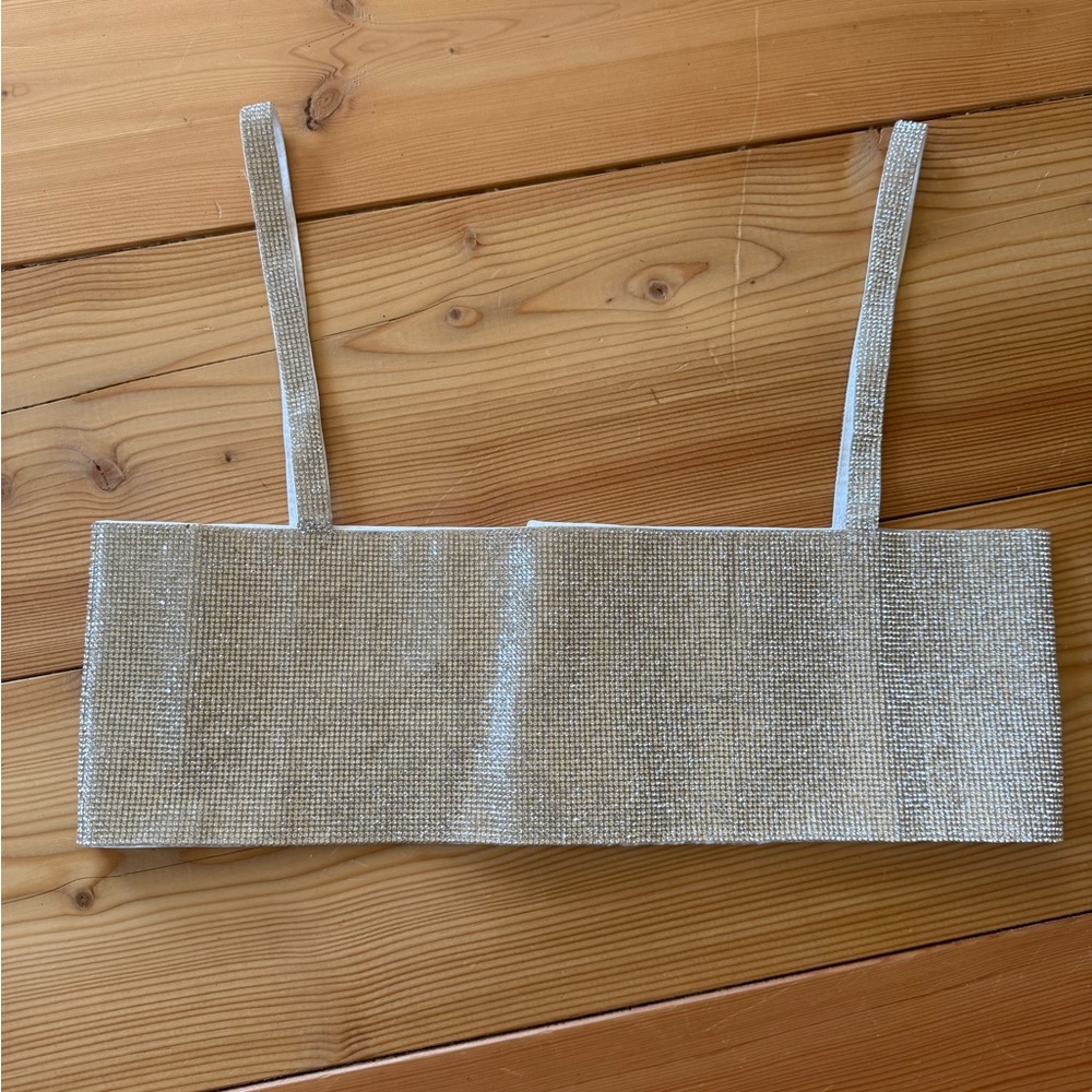 12th Tribe Shira Silver Embellished Strap Top